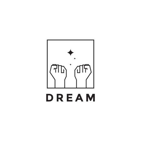 line holding hands spirit dream logo design vector graphic symbol icon illustration creative ideaのイラスト素材