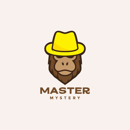 colored cool cartoon head monkey with hat logo design vector graphic symbol icon illustration creative ideaのイラスト素材