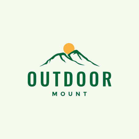 mountains with sunset simple logo design vector graphic symbol icon illustration creative ideaのイラスト素材