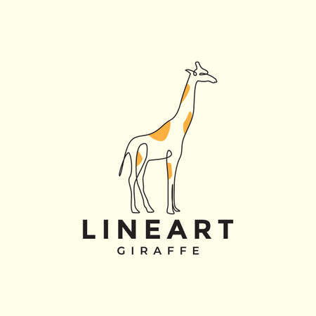 continuous line giraffe abstract logo design vector graphic symbol icon illustration creative ideaのイラスト素材