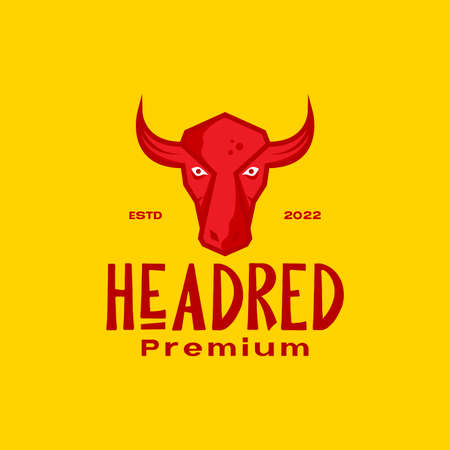 red head cow vintage colored logo design vector graphic symbol icon illustration creative ideaのイラスト素材