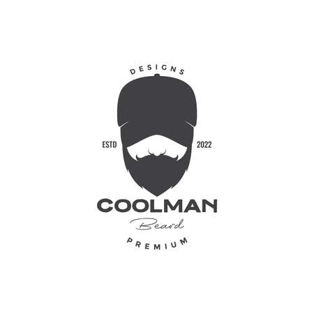face vintage cool man with hat and beard logo design vector graphic symbol icon illustration creative ideaのイラスト素材