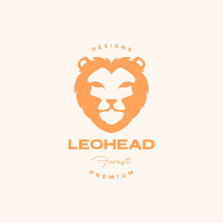 orange head lion minimal logo design vector graphic symbol icon illustration creative ideaのイラスト素材