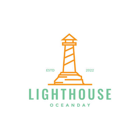 colored hipster lighthouse logo design vector graphic symbol icon illustration creative ideaのイラスト素材