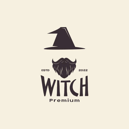 vintage old man beard mustache hat witch logo design vector graphic symbol icon illustration creative ideaのイラスト素材