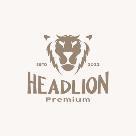 face lion head vintage logo design vector graphic symbol icon illustration creative ideaのイラスト素材