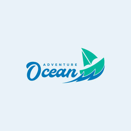 modern simple boat with wave ocean logo design vector graphic symbol icon illustration creative ideaのイラスト素材
