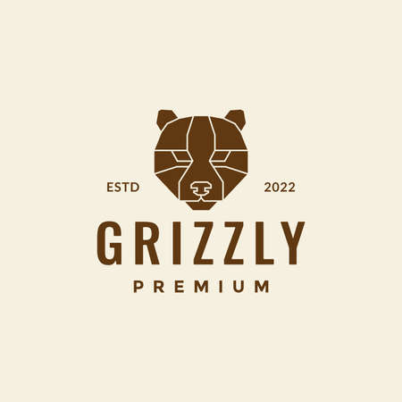 polygon head bear grizzly logo design vector graphic symbol icon illustration creative ideaのイラスト素材