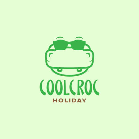 head crocodile cool with sunglasses logo design vector graphic symbol icon illustration creative ideaのイラスト素材