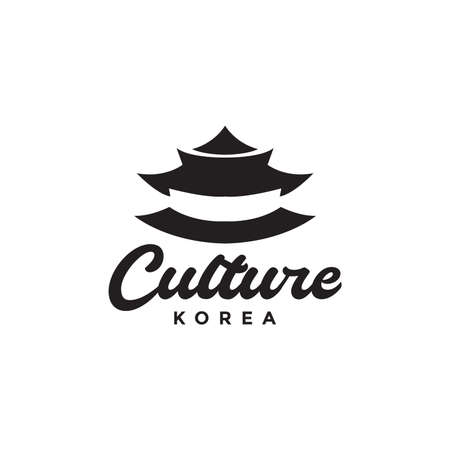 traditional building korean roof culture logo design vector graphic symbol icon illustration creative ideaのイラスト素材