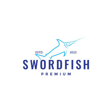 line sword fish minimal logo design vector graphic symbol icon illustration creative ideaのイラスト素材