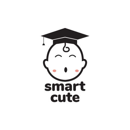 smart baby with cap gown logo design vector graphic symbol icon illustration creative ideaのイラスト素材