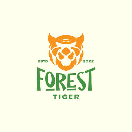 vintage colored head tiger simple logo design vector graphic symbol icon illustration creative ideaのイラスト素材
