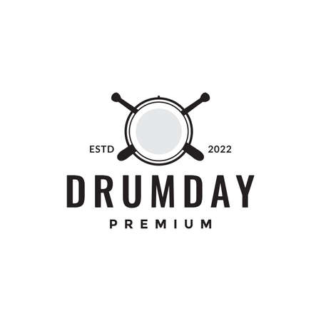 cross stick with drum simple logo design vector graphic symbol icon illustration creative ideaのイラスト素材