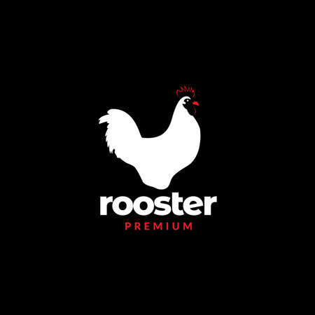 white rooster on dark minimal logo design vector graphic symbol icon illustration creative ideaのイラスト素材