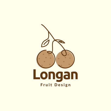 fresh brown longan fruit logoのイラスト素材