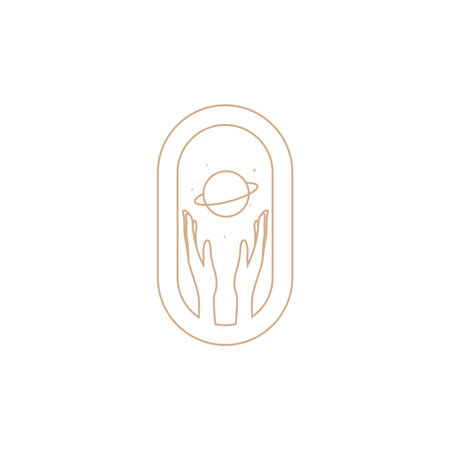 minimalist hands up space sky logo designのイラスト素材