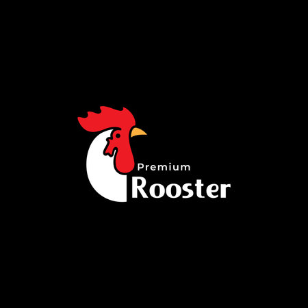 head rooster minimalist logo designのイラスト素材