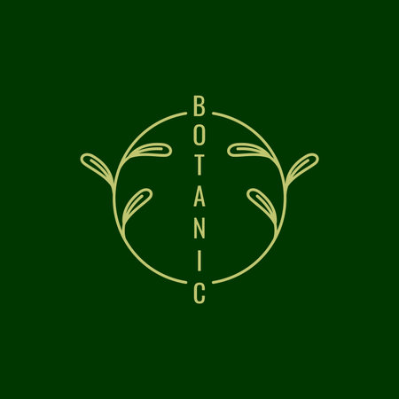 circle minimalist with vines leaf logo designのイラスト素材