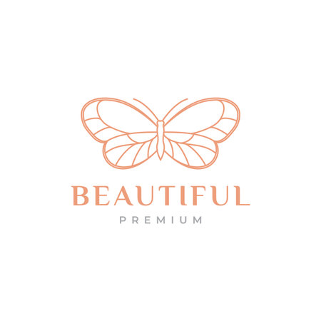 art beautiful aesthetic butterfly logoのイラスト素材