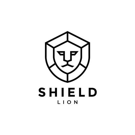 shield lion animal logo designのイラスト素材