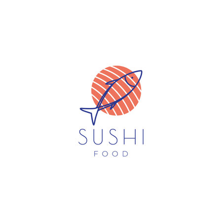 fish meat sushi logo designのイラスト素材