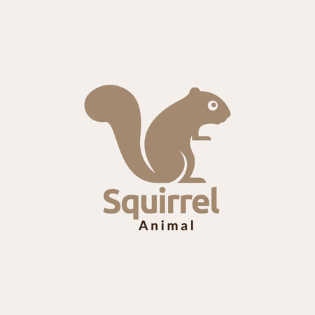 flat little squirrel logo designのイラスト素材