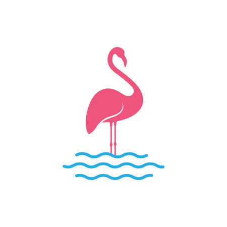 abstract flamingo with lake logo designのイラスト素材