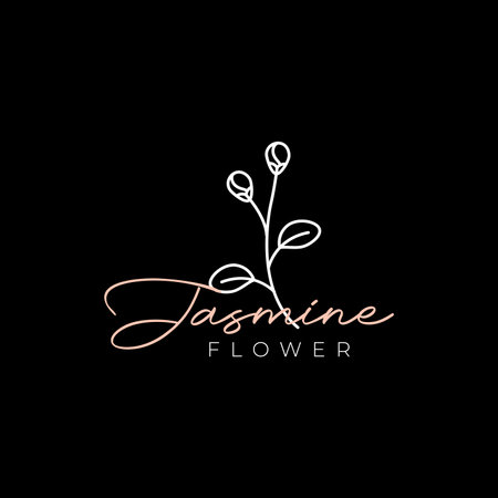 feminine flowers lines jasmine logo designのイラスト素材