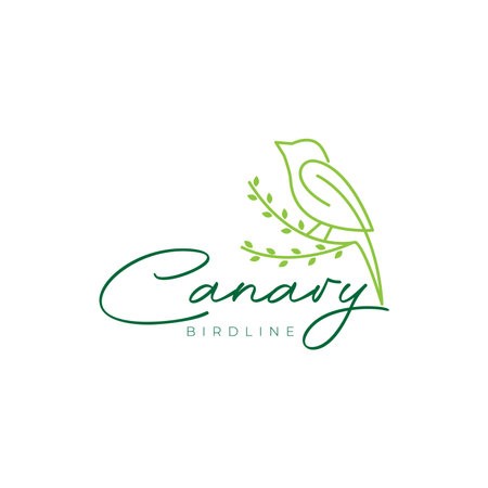 line minimalist beauty bird canary logo designのイラスト素材