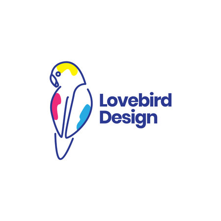 lovebird lines art abstract logo designのイラスト素材