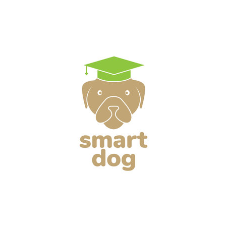 dog with graduation hat logo designのイラスト素材