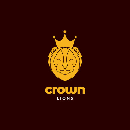 cute face lion mane with crown logo designのイラスト素材