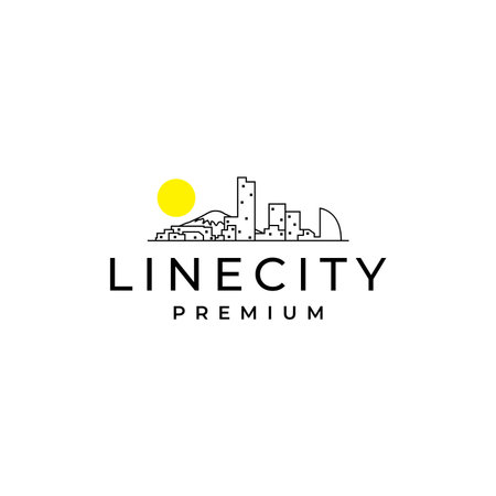 art lines city with sun logo designのイラスト素材