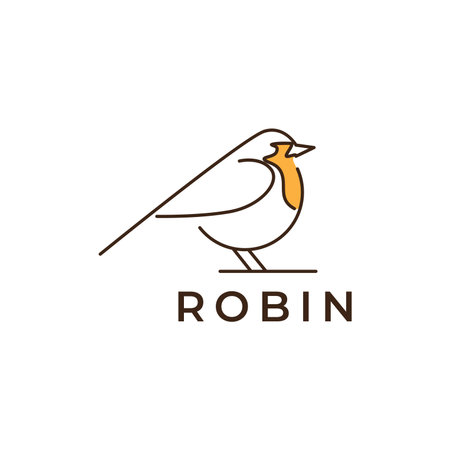 american robin bird abstract lines logo designのイラスト素材