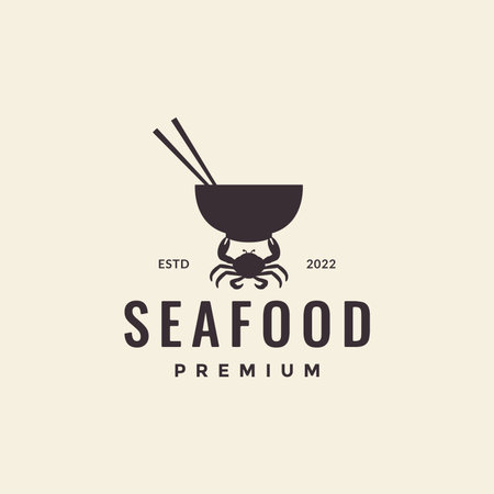 seafood crab food bowl logo designのイラスト素材