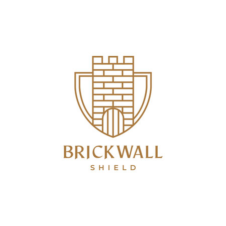 brick wall door shield logo designのイラスト素材