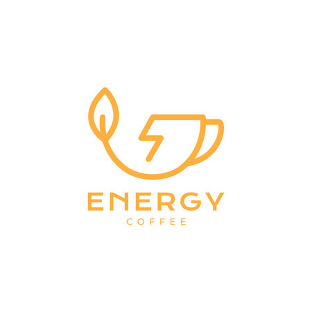 cup coffee tea leaf energy logo designのイラスト素材