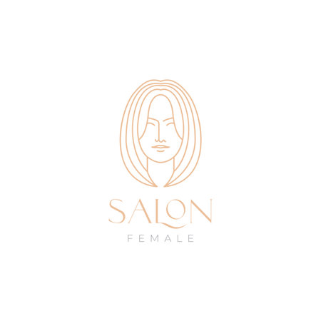 aesthetic long hair woman minimal logo designのイラスト素材