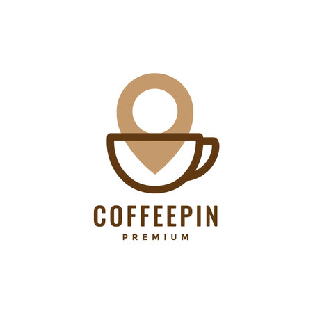 cup coffee with pin map location logo designのイラスト素材