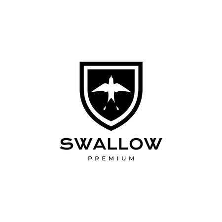 shield with swallow logo designのイラスト素材