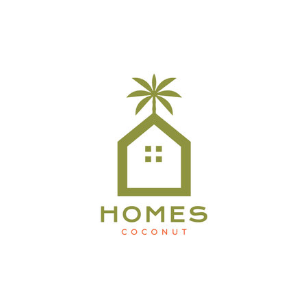 environment home with coconut tree modern logo designのイラスト素材