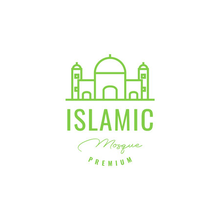 islamic dome mosque pray muslim minimal line logo design vector icon illustration templateのイラスト素材