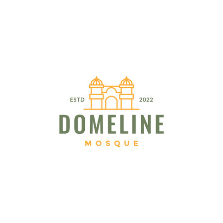 mosque dome and gate muslim pray hipster logo design vector icon illustration templateのイラスト素材