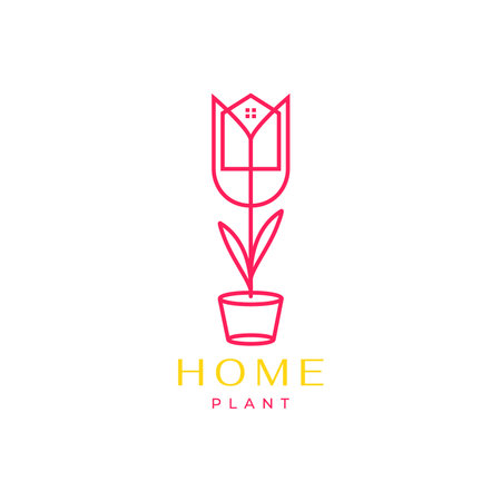 florist home flower line vase pots modern beauty logo design vector icon illustration templateのイラスト素材