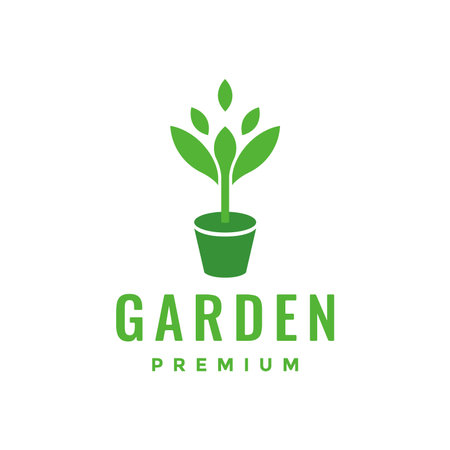 vase pots plant growth gardening flat logo design vector icon illustration templateのイラスト素材