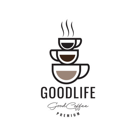 coffee cup levels scent taste colored hipster logo design vector icon illustration templateのイラスト素材