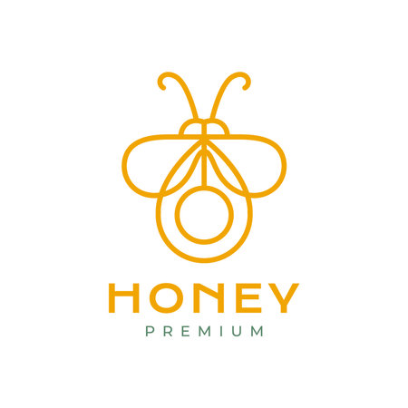 honey point pin map location bee store product line modern logo design icon illustration templateのイラスト素材