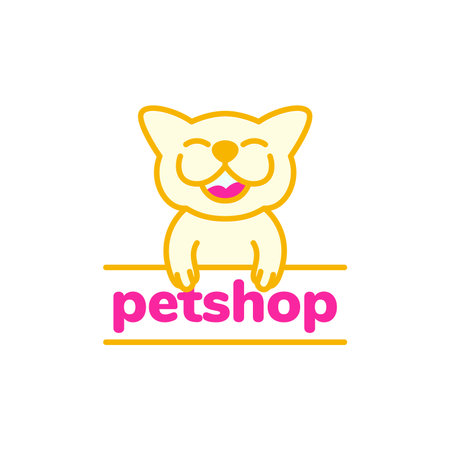 animal pets dog canine puppy smile happy colorful pet shop modern logo design vectorのイラスト素材