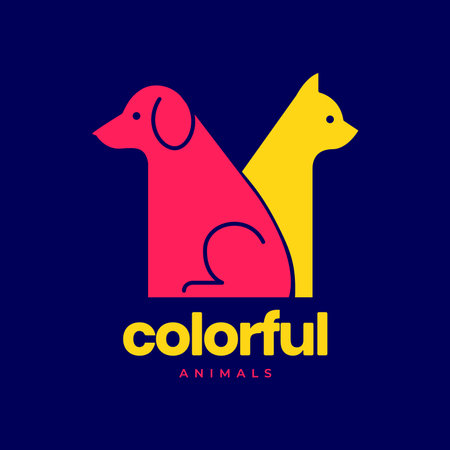 cat and dog pets mascot colorful modern minimal logo vector icon illustrationのイラスト素材